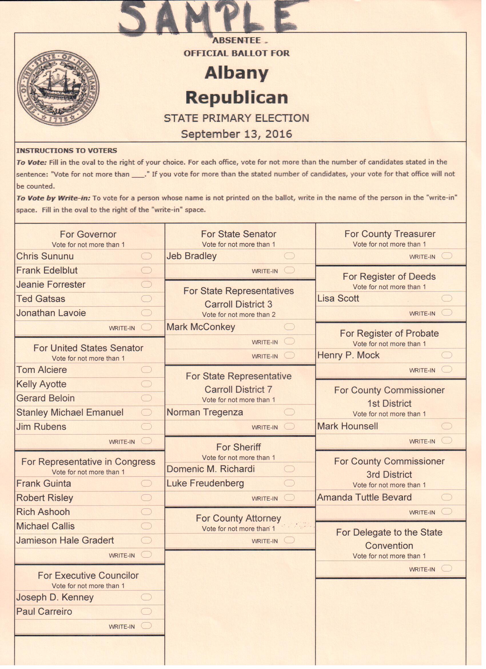 Election Information » Town of Albany New Hampshire